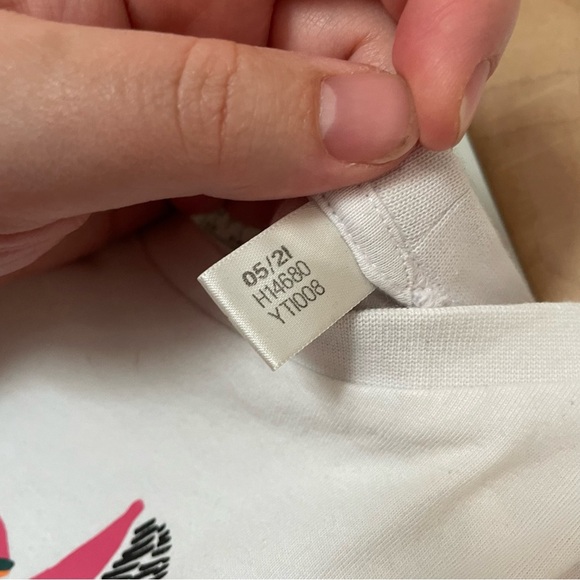 Adidas x Farm Rio Floral Logo Cropped White T Shirt Size Large - Picture 9 of 9